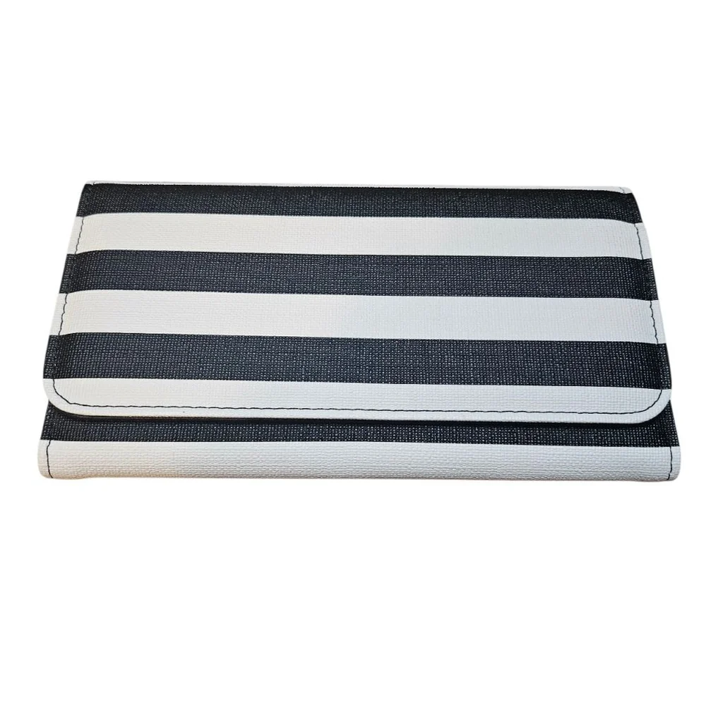 KUT from the Kloth Black and White Striped Clutch Wallet